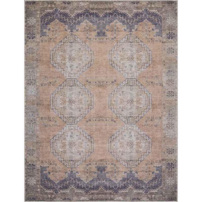 Hauteloom AUY Collection Machine Washable Persian Medallion Area Rug