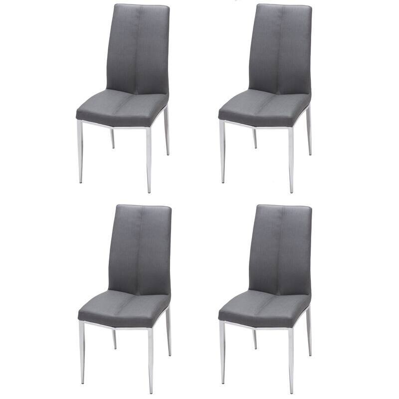 Somette Alyssa Side Chair with Chrome Legs (Set of 4) - Textured Ash