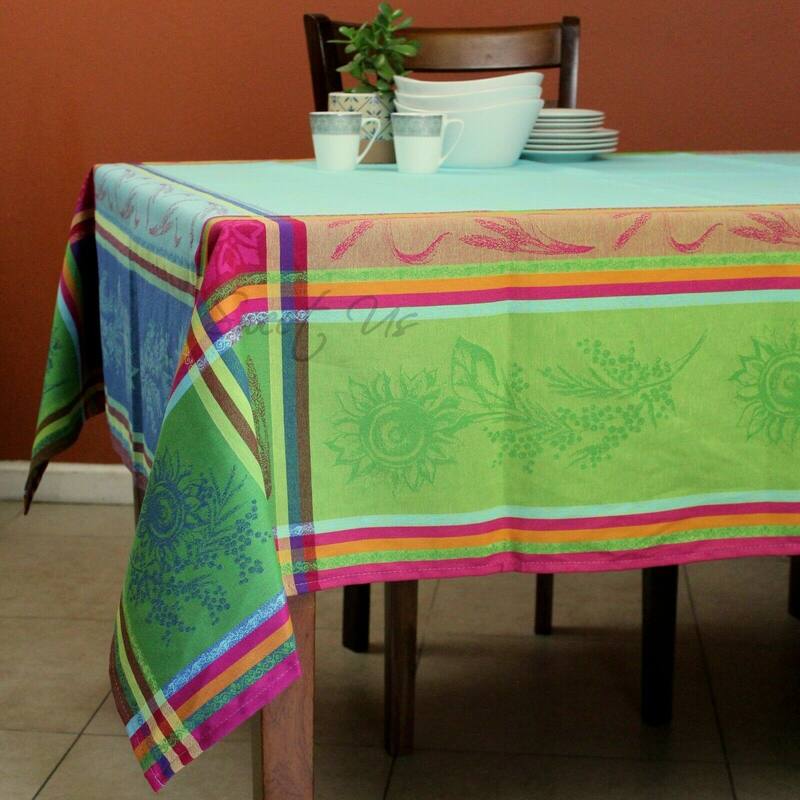 Wipeable French Spill Resistant Bayonne Jacquard Tablecloth
