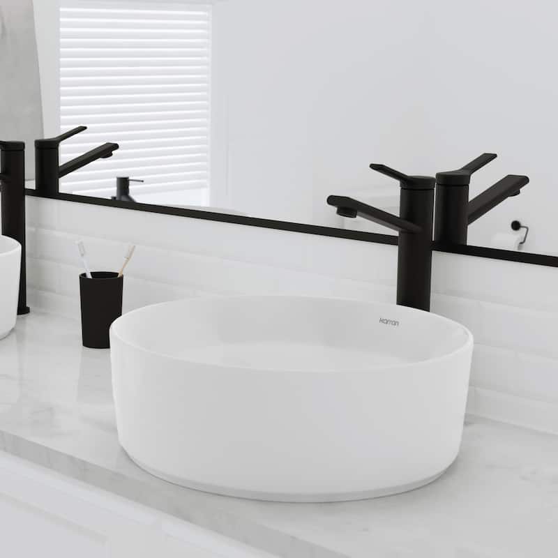 Karran Valera 16" Vitreous China Vessel Bathroom Sink in White
