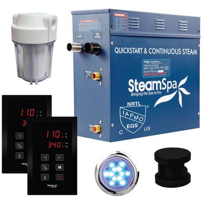 SteamSpa Royal 4.5 KW QuickStart Acu-Steam Touch Panel Bath Generator Package in Matte Black