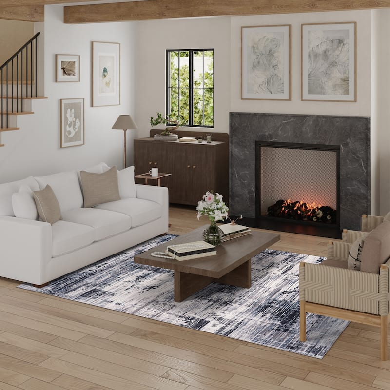 Licensed HGTV Everyday Chic Soft Flannel Zero Pile Printed Non-Slip Washable Indoor Area Rug