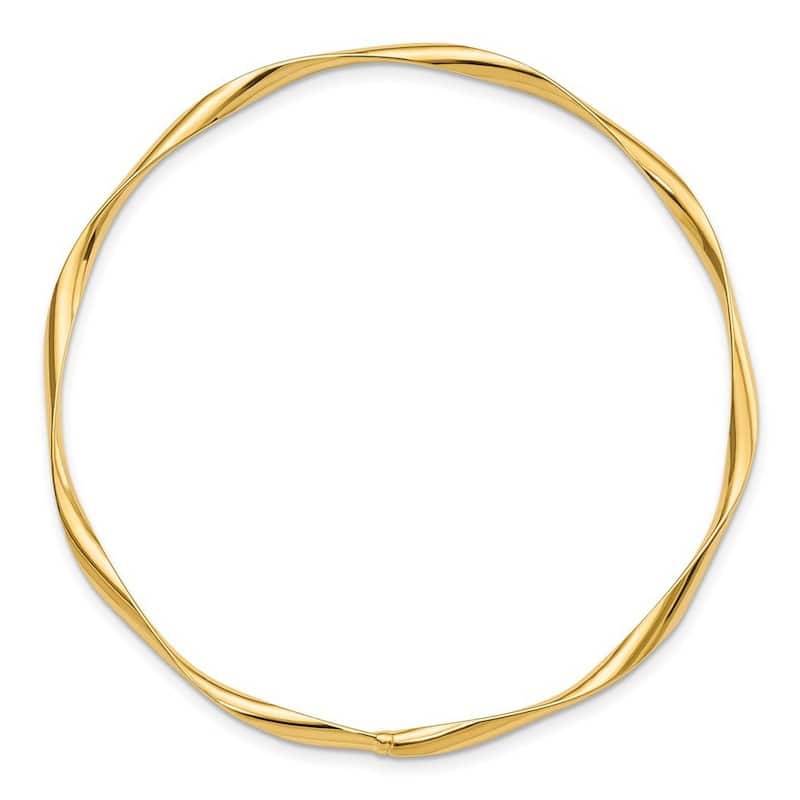 Curata 2.5mm 14k Yellow Gold Slip on Polished Twisted Slip-on Bangle Bracelet