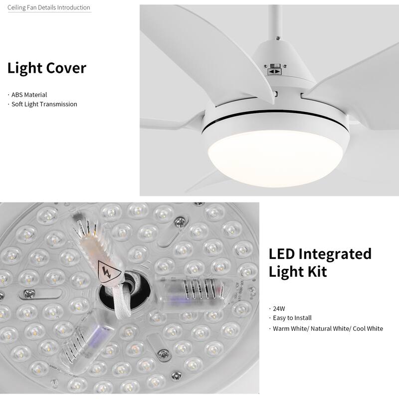 Modern 30-in.Integrated LED Ceiling Fan With Matte White Blades - 30 INCHES