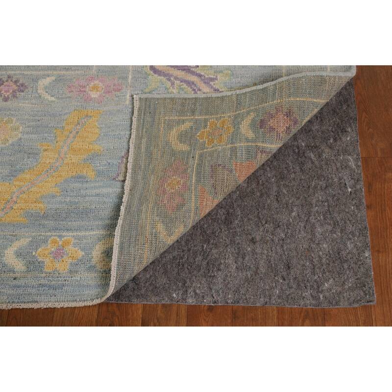 Hand Knotted Oriental 100% Wool Carpet Transitional All-Over Navy Blue & Blues Oushak Area Rug - 9' 11'' X 8' 2''