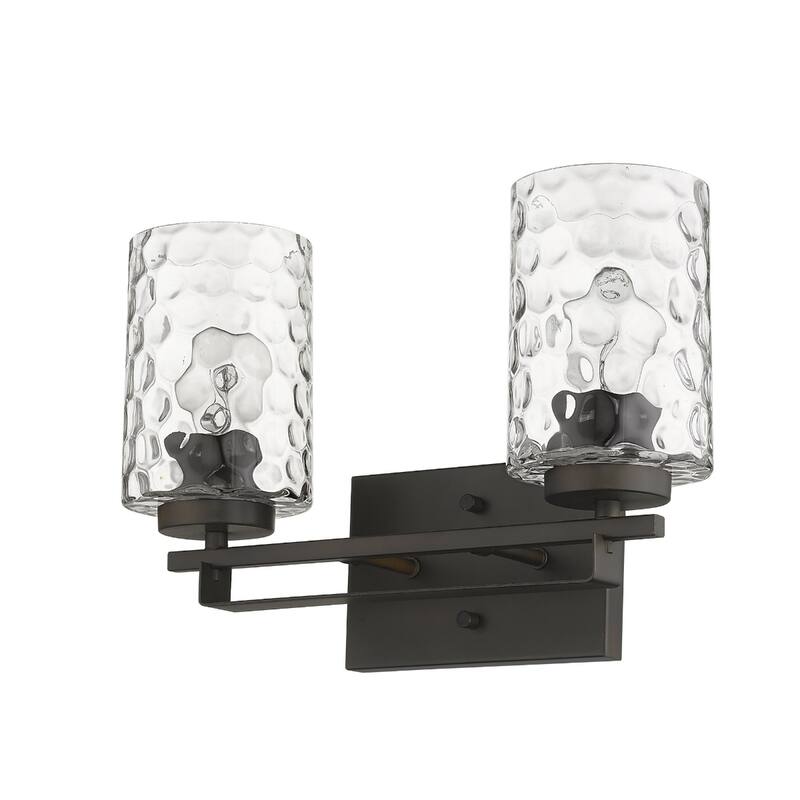 Hardwired Double Light Wall Sconce with Dimmable Steel Fixture and Clear Glass for Bathroom or Hallway - 10" H x 15" W x 6" D - Bronze