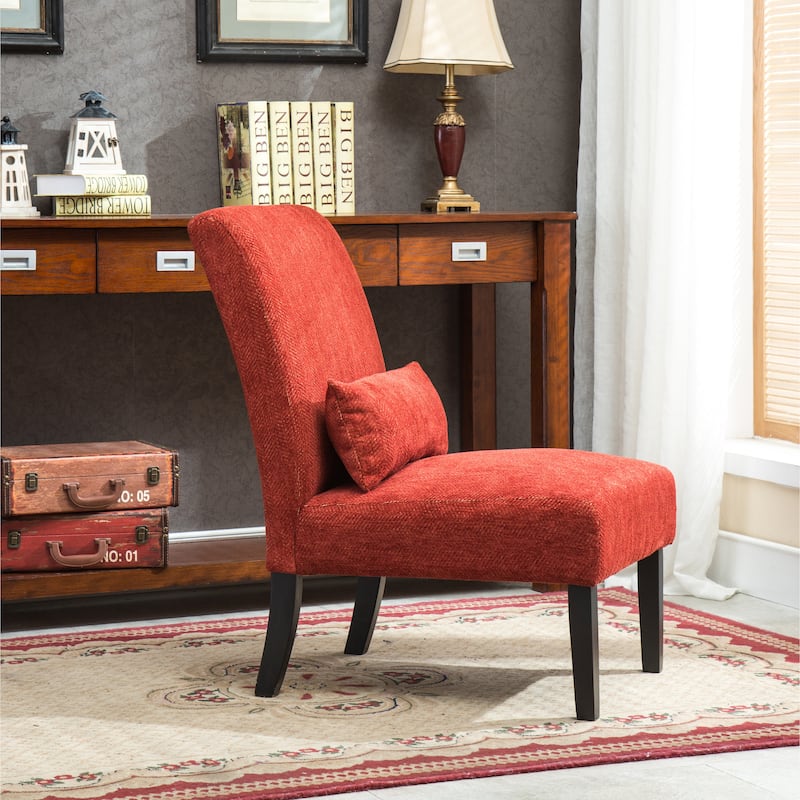 Porch & Den Vista Armless Chenille Accent Chair w/ Kidney Pillow