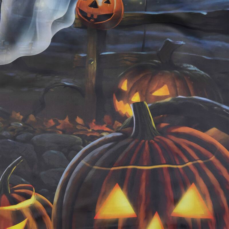 Pumpkins and Ghost Spooky Halloween Outdoor House Flag - 28" x 40"