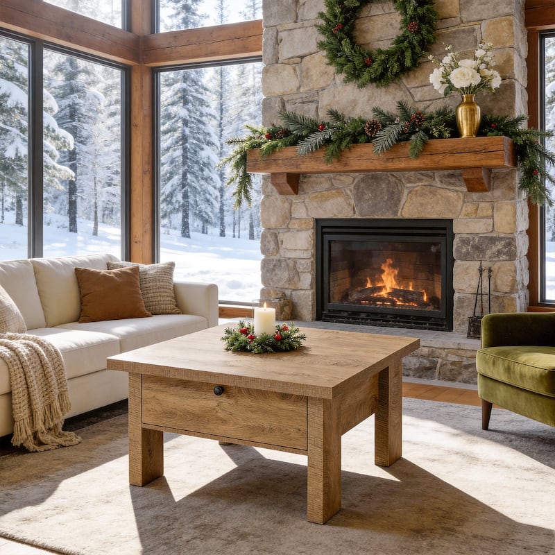 31.5" Coffee Table for Living Room with Storage