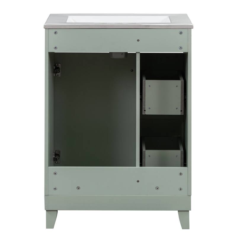 24 in. W x 18 in. D x 34 in. H Single Sink Freestanding Bath Vanity with White Ceramic Top