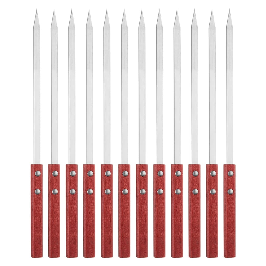 12pcs Kebob Skewers 35cmx10mmx2mm Flat Sticks with Wood Handle