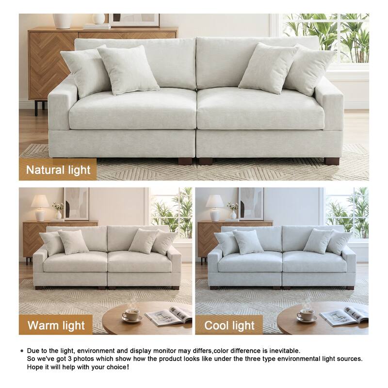 Modern Upholstered Chenille Modular Sectional Sofa with Pillow