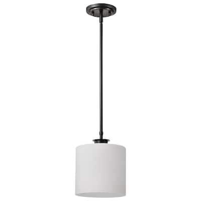 Warren 8 Inch Pendant Gun Metal with Satin White Glass - Gun Metal