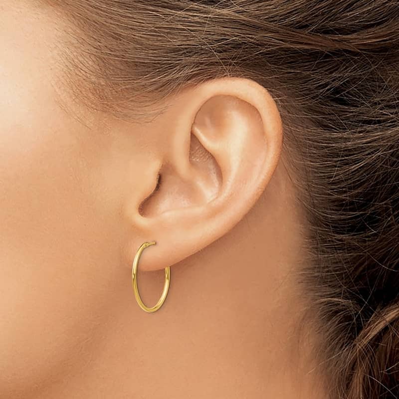 Curata 14k Yellow Gold Polished 1mm Hoop Earrings - 21x21mm