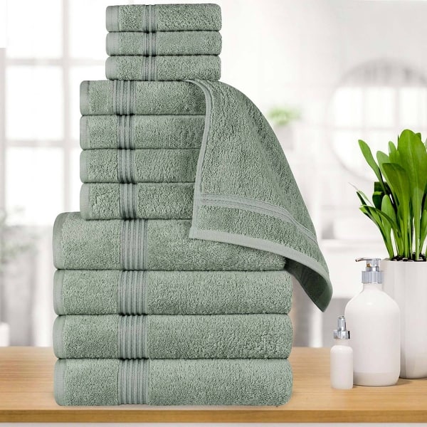 Superior Heritage Egyptian Cotton Absorbent 12-Piece Towel Set - Sage
