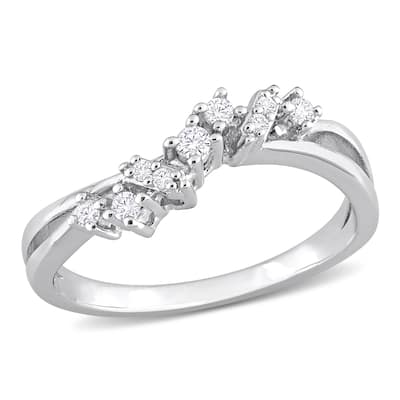 Miadora 1/6ct TDW Diamond Nine Stone Ring in Sterling Silver