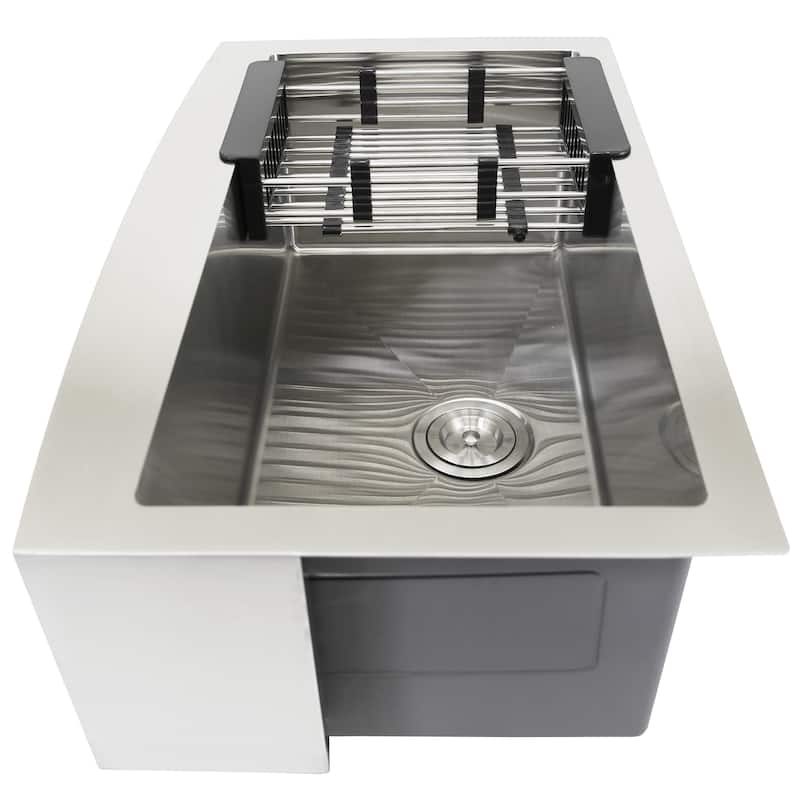 KBV 30 in. x 18 in, Farmhouse Apron-Front Single Bowl 18 Gauge Brushed Stainless Steel Kitchen Sink with Accessories - 30 x 18