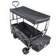 preview thumbnail 2 of 6, Folding Wagon Garden Shopping Beach Cart (Black)
