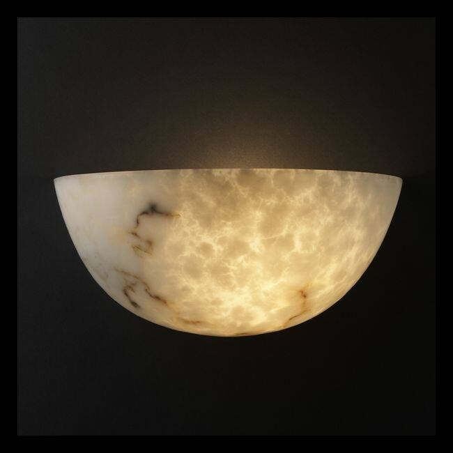 LumenAria 2-light (No Metal) Wall Sconce, Large Quarter Sphere - Faux Alabaster Resin