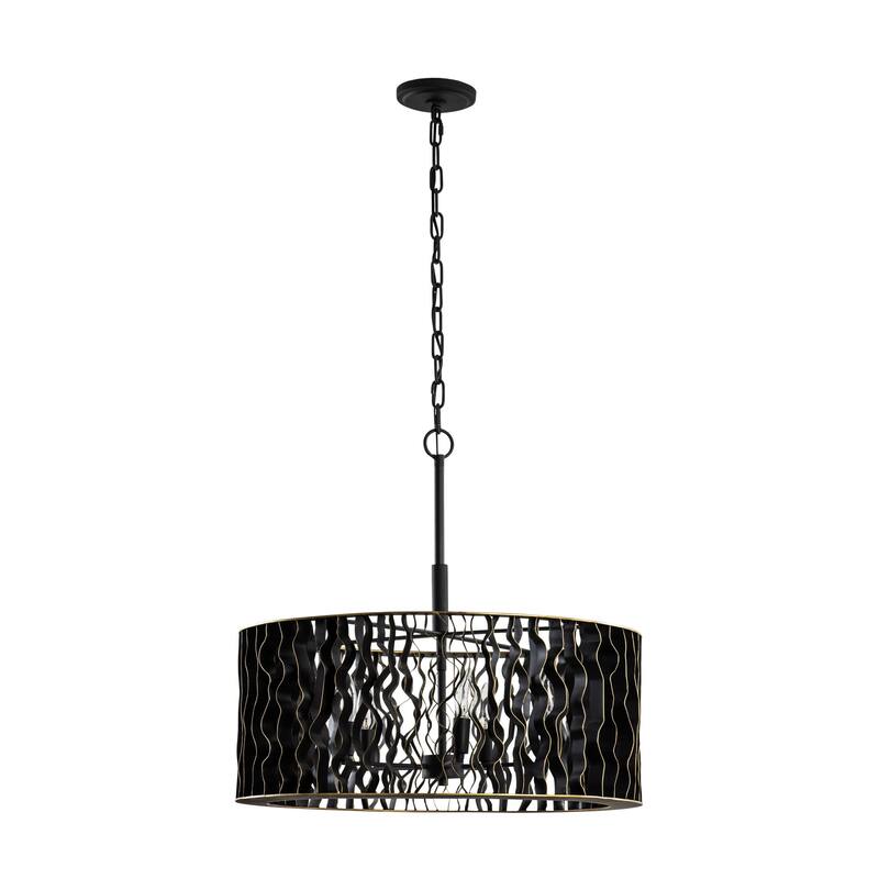 Varaluz Estela 5-Light Pendant - Matte Black/French Gold
