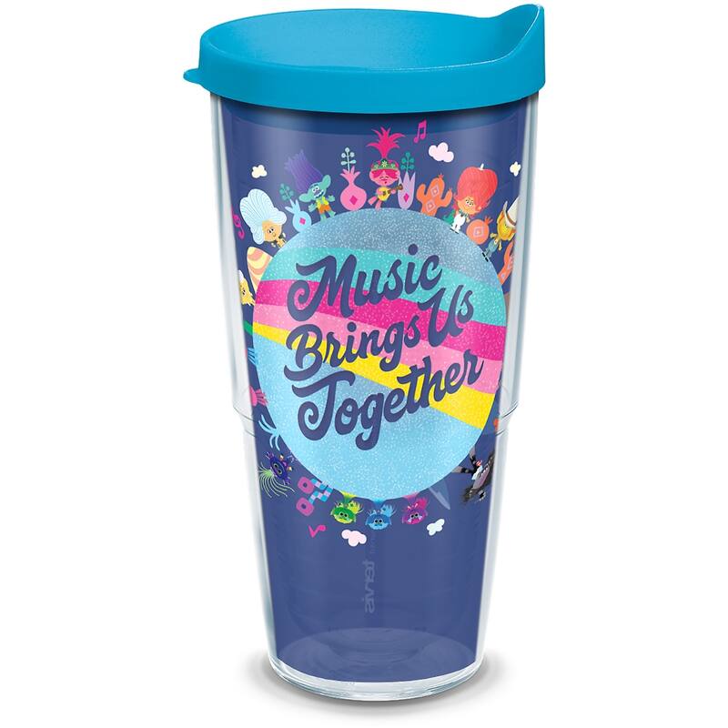 Tervis DreamWorks Trolls Made in USA Double Walled Insulated Travel Tumbler, Music Together - 24oz