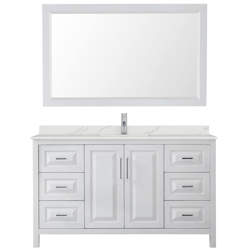 Daria 60-inch Single Vanity, Single Hole Quartz Top, 58-inch Mirror
