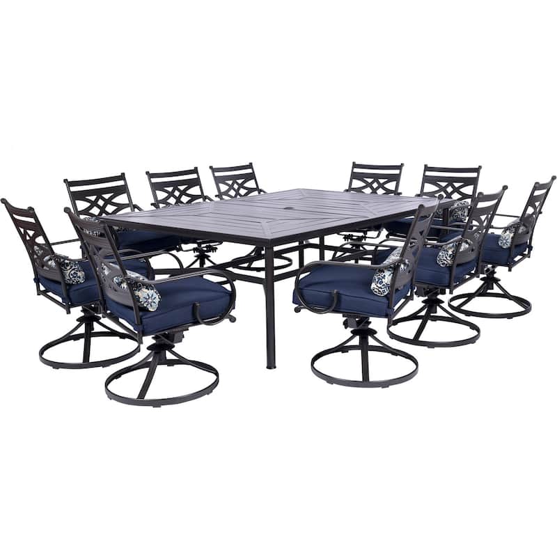 Hanover Montclair 11-Piece Navy Blue Dining Set