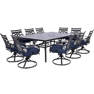 Hanover Montclair 11-Piece Navy Blue Dining Set