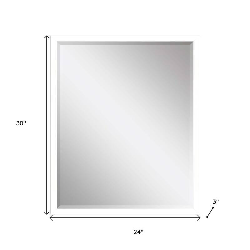 HomeRoots 30" White Solid Wood Framed Accent Mirror - 24.00 in. x 30.00 in. x 3.00 in.