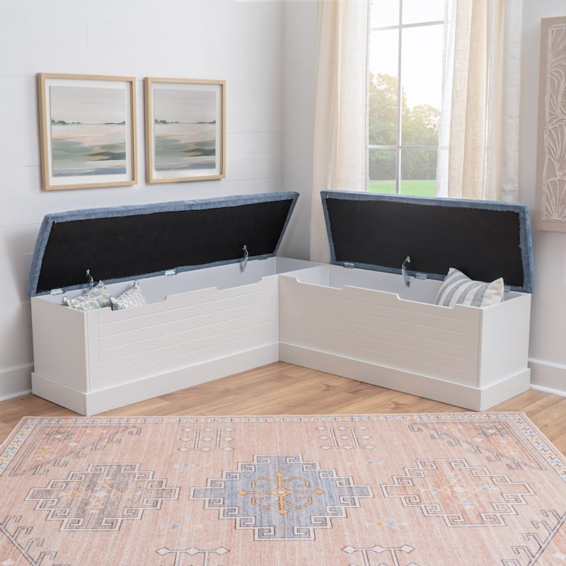 Nova L-Shaped Corner Nook with Blue Cushion and Storage