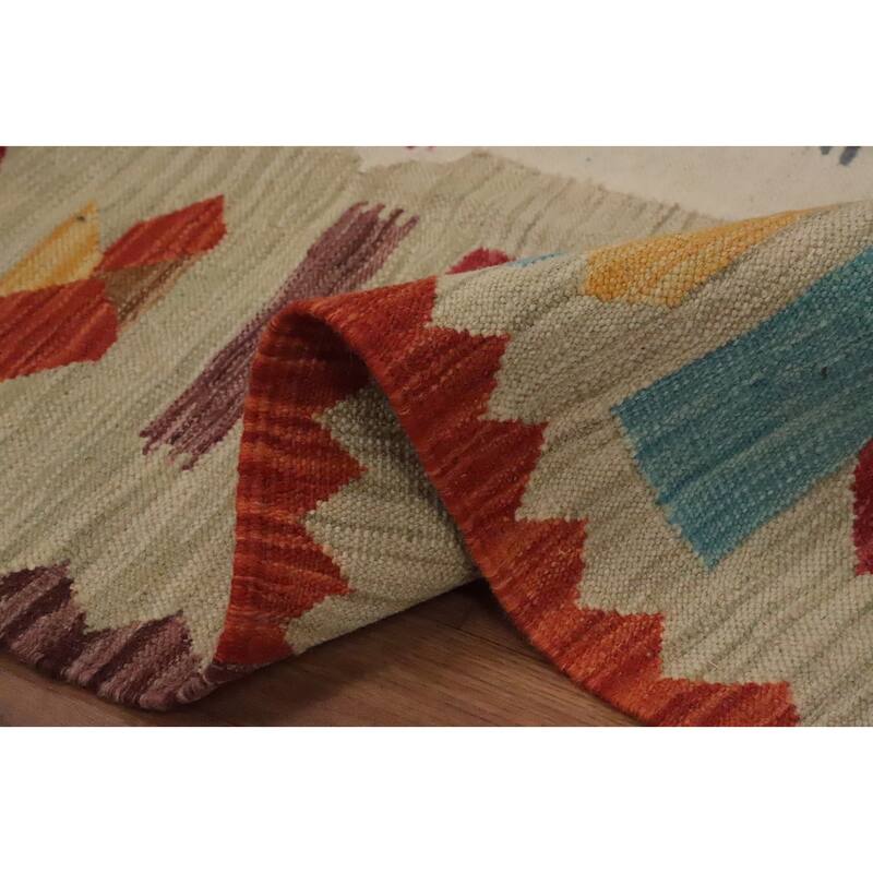Hand Woven Oriental 100% Wool Carpet Southwestern Tribal Multi-Colored Kilim Area Rug - 6' 5'' X 4' 10''