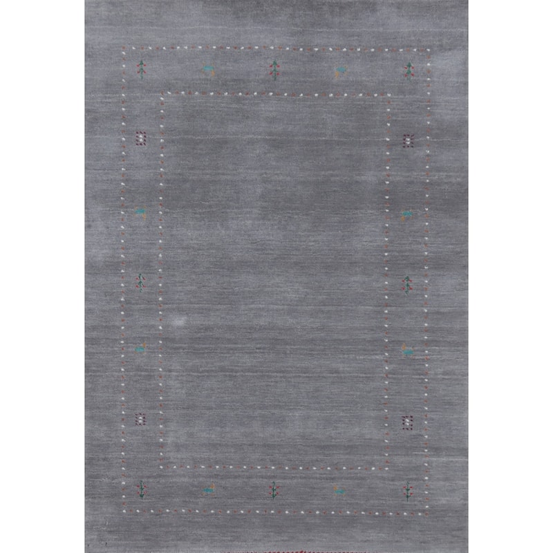 Handmade Gray Gabbeh Oriental Accent Rug Geometric Carpet - 5' 7'' X 4' 1''