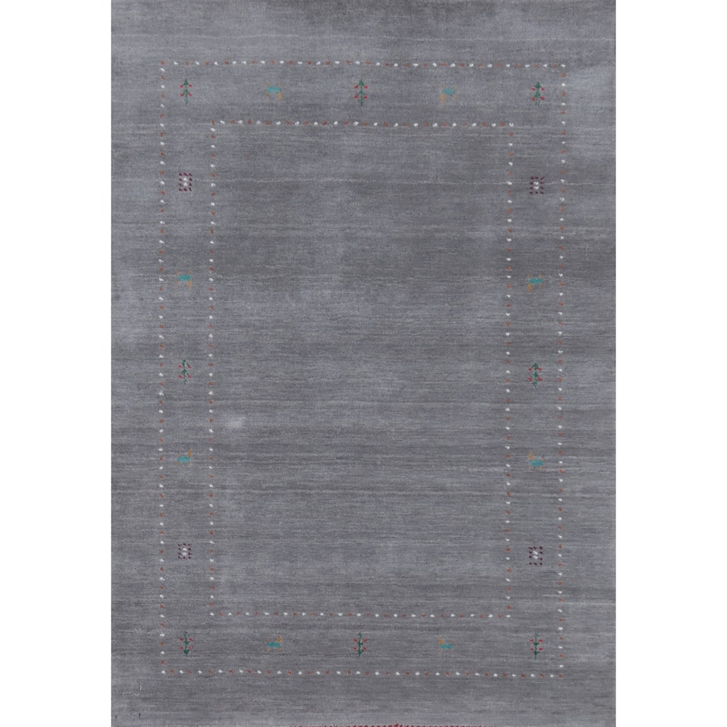 Handmade Gray Gabbeh Oriental Accent Rug Geometric Carpet - 5' 7'' X 4' 1''