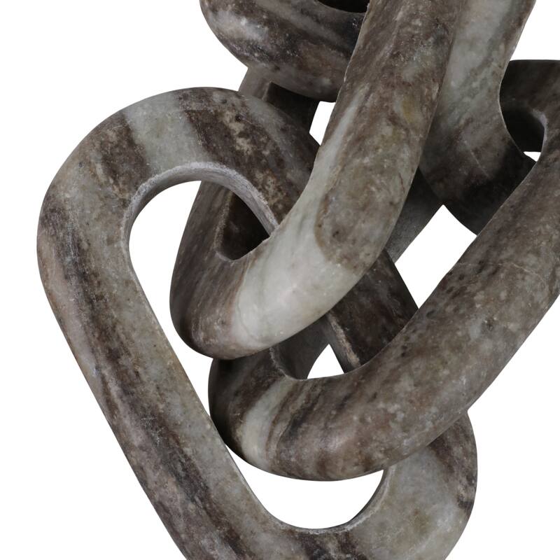Travertine Wood Modern Decorative Chain Link Sculpture Accent Decor