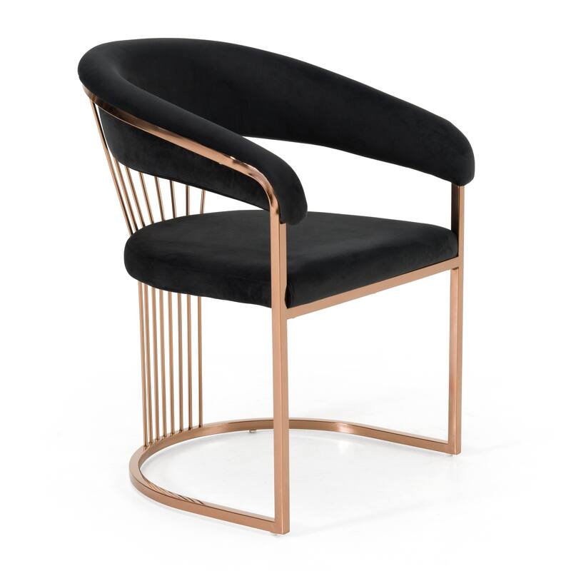 Modrest Linda Modern Black Velvet and Rosegold Dining Chair