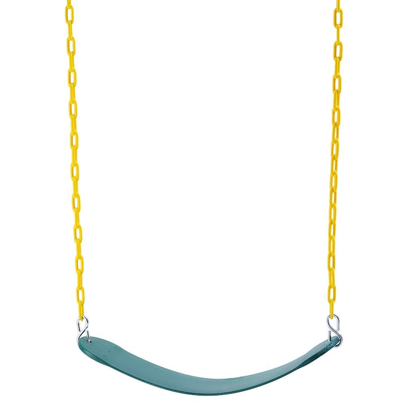 2 Pack Green Kids Outdoor Swing with EVA Seat with Heavy Duty Chains Safe for Playgrounds and Backyard - 25.98 x 5.51 x 0.47 in