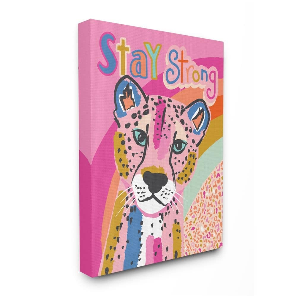 Stupell Vibrant Colored Cheetah with Stay Strong Quote Canvas Wall Art - Multi-Color