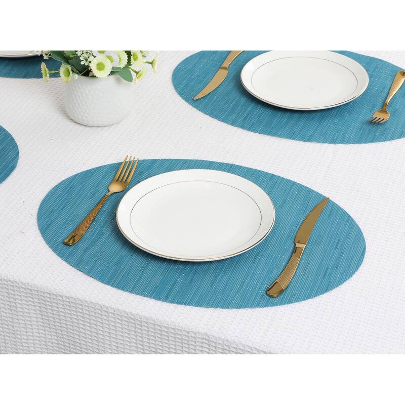 Placemats Set of 6 PVC Oval Placemats for Kitchen Dining Table Decor - 18*12.5Inch