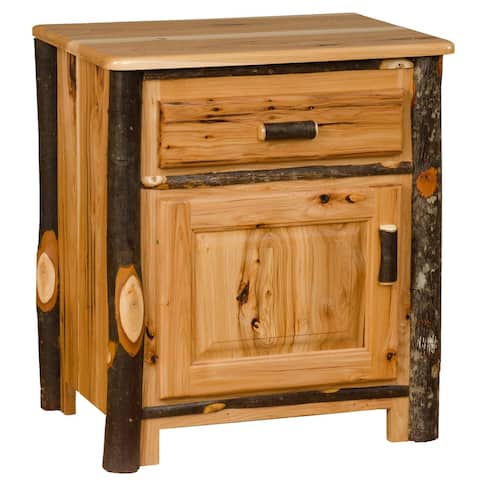 Hickory Log Nightstand with Door