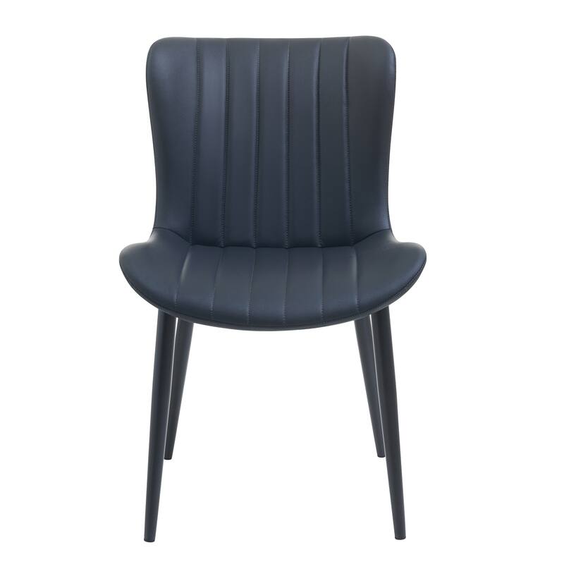 Pair of Cream White Mid-Century Modern Dining Chairs with Faux Leather Upholstery‌