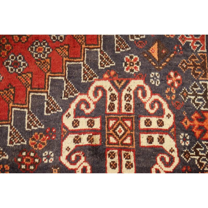 Hand Knotted Oriental 100% Wool Carpet Traditional Medallion Oranges & Rust Qashqai Area Rug - 8' 1'' X 5' 0''