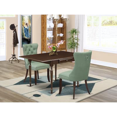 East West Furniture Dining Table Set Contains a Rectangle Kitchen Table and Parson Chairs, Mahogany (Pieces Options)