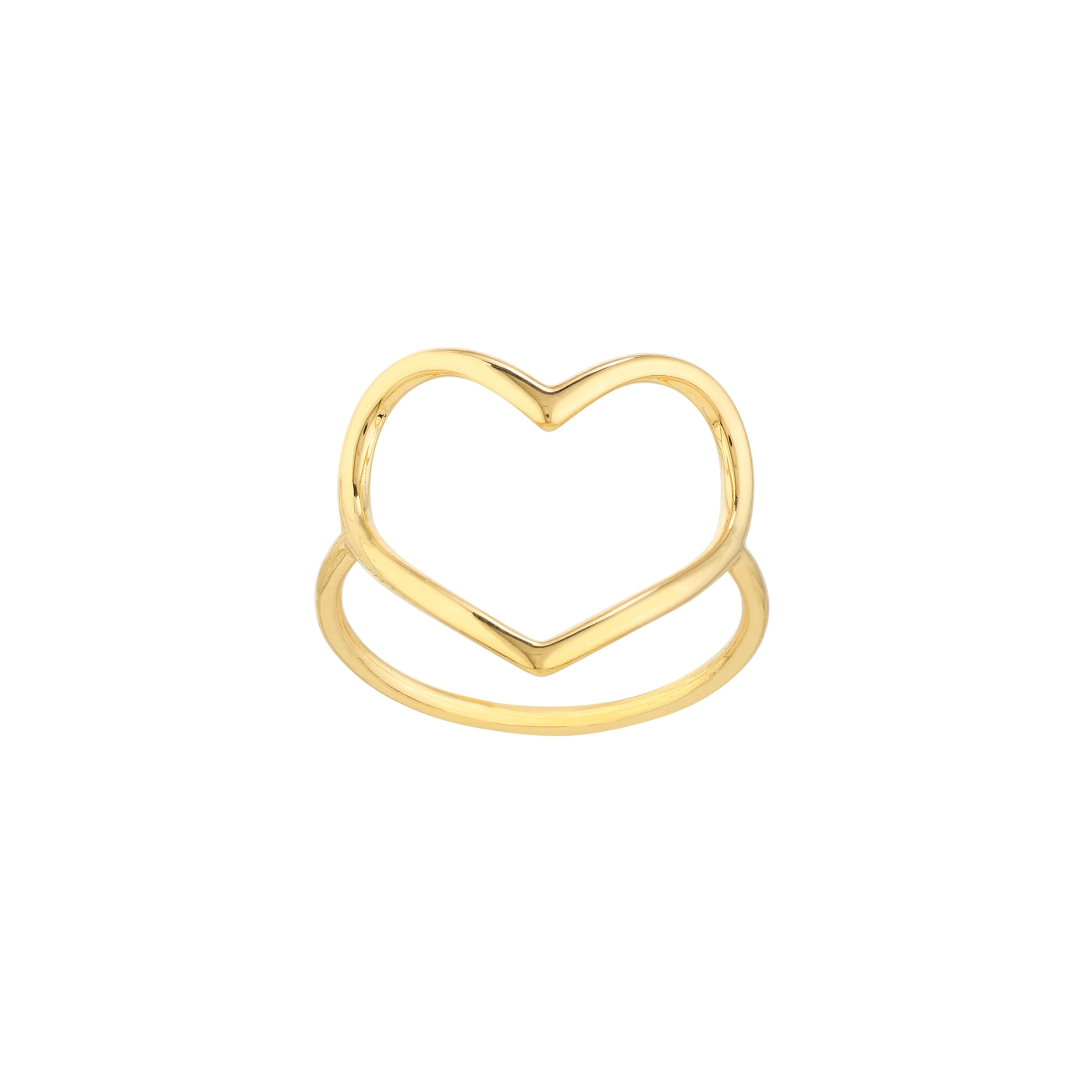 Curata 14k Yellow Gold 15mm Open Concave Heart Statement Ring