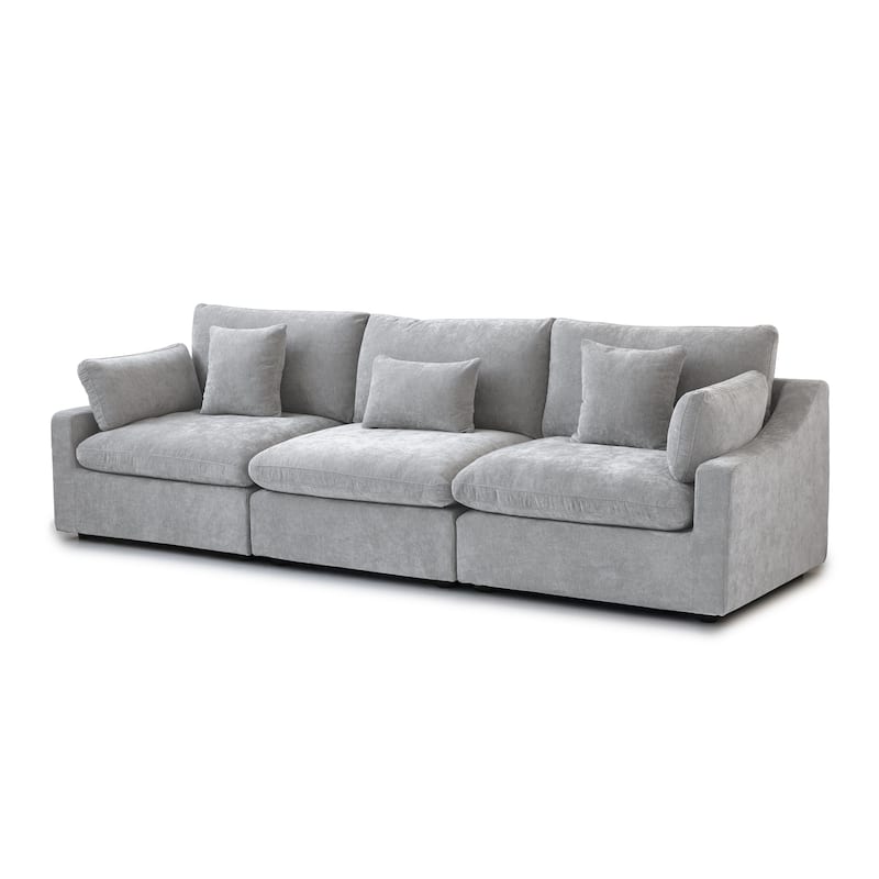 Modern Comfy Linen Sectional Sofa 3-Seater Down Filled Cloud Couch