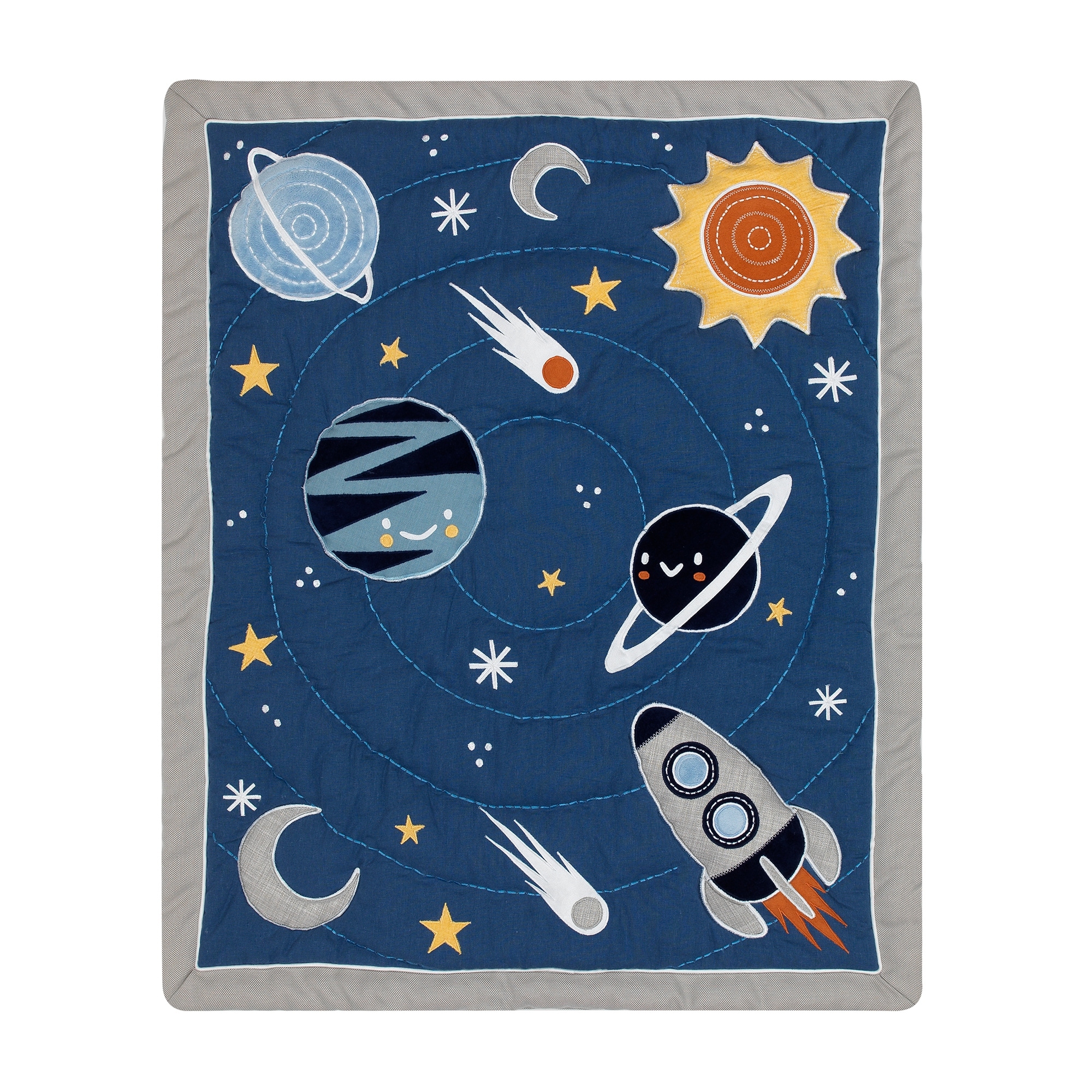 Lambs Ivy Milky Way Blue Gray Space Galaxy 4 Piece Nursery Baby