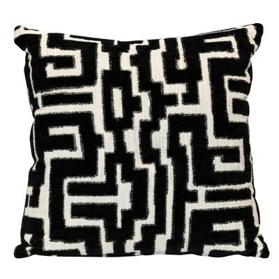 Harp & Finial Santorini Pepper Pillow - Down Feather Insert - Black/Beige