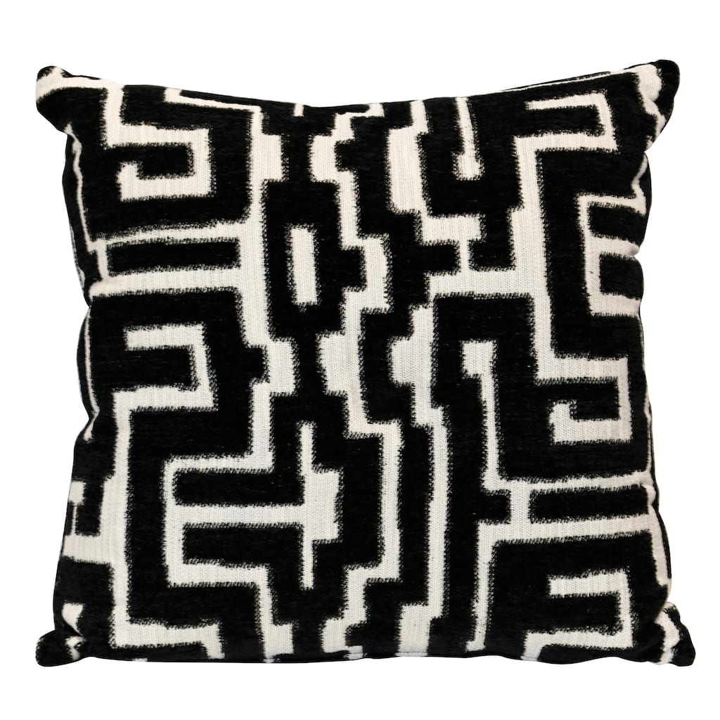 Harp & Finial Santorini Pepper Pillow - Down Feather Insert - Black/Beige