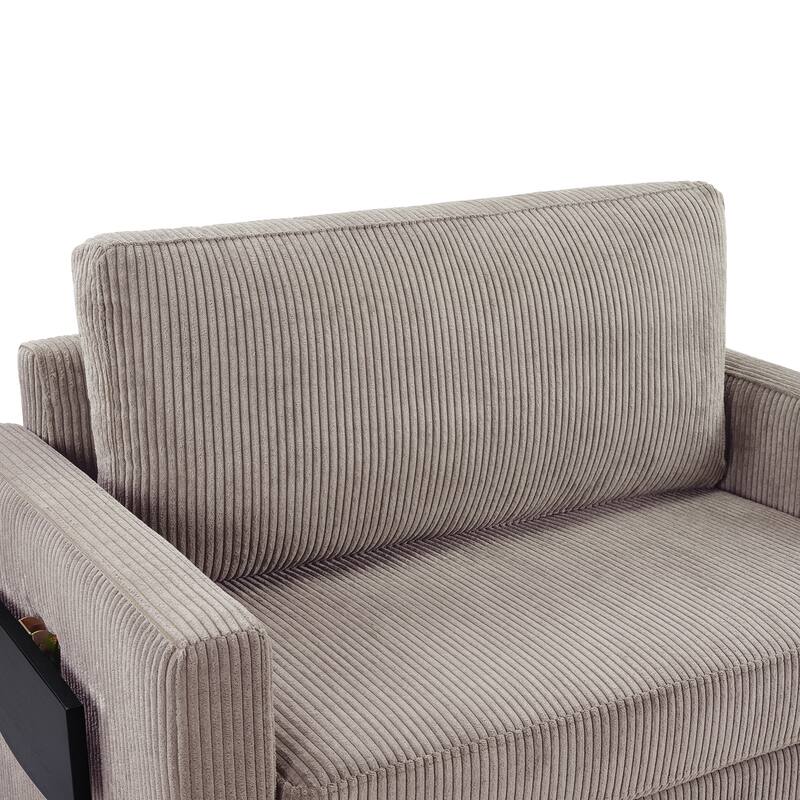 47.2" Twin Size Sleeper Sofa with Foldable Mattress, Side Pocket and 2 USB Ports for Living Room