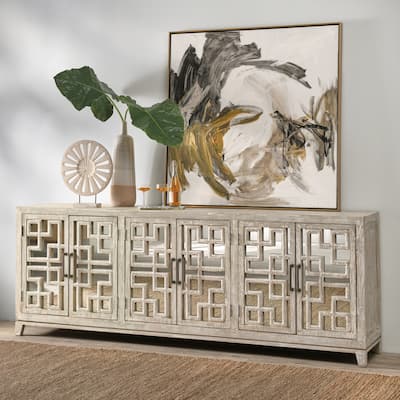 Classic Home Arley 6-Door Ivory Sideboard Buffet - 98Wx18Dx36H