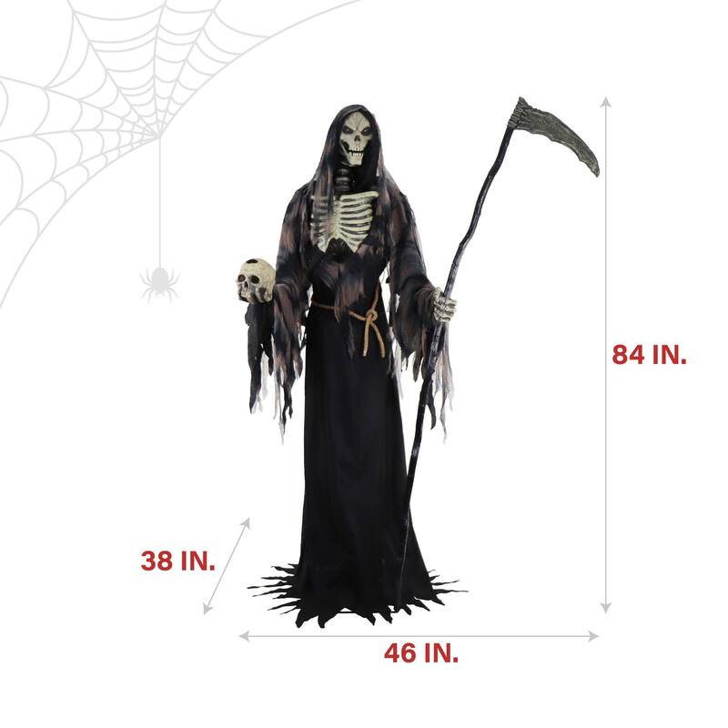 Haunted Hill Farm 7-Ft. Tall Khronos the Rotting Reaper, Premium Talking Halloween Animatronic, Plug-In